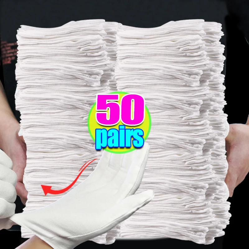 

Белые мягкие хлопковые рабочие перчатки для сухих рук, пленка для работы, спа-перчатки, церемониальные высокоэластичные перчатки, бытовые чистящие средства