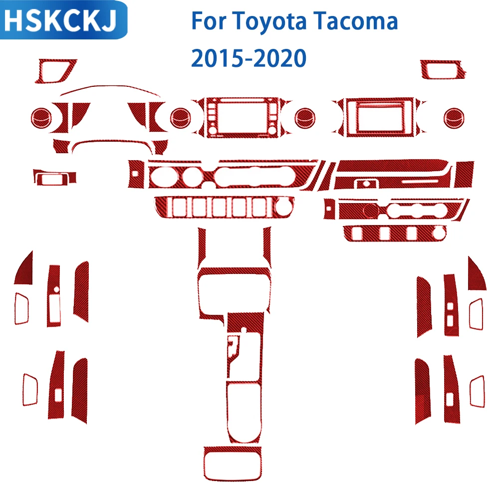 

For Toyota Tacoma 2015 2016 2017 2018 2019 2020 Accessories Red Carbon Fiber Car Interior Dash Gear Panel Cover Trim Sticker