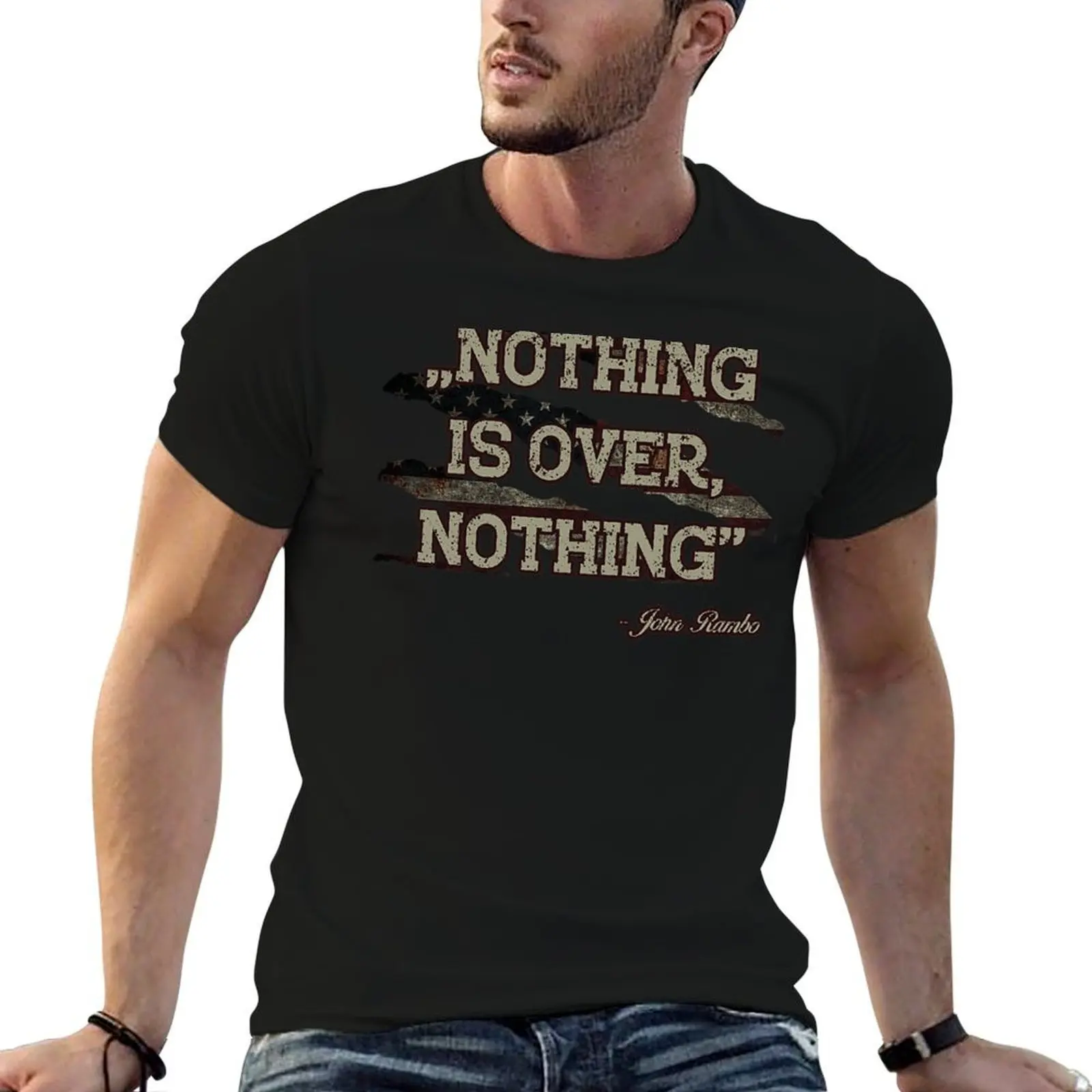 Nothing Is Over John Rambo Quote Retro Vintage T-Shirt hippie clothes sports fans designer t shirt men