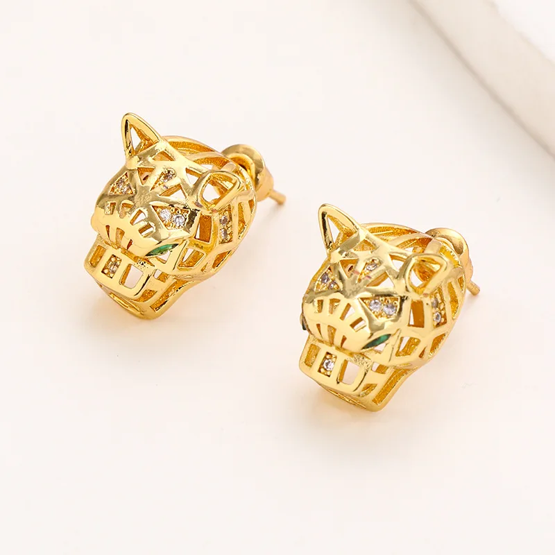 European and American Personalized New Hip Hop Creative Thread Leopard Head Earrings Punk Fashion Earrings