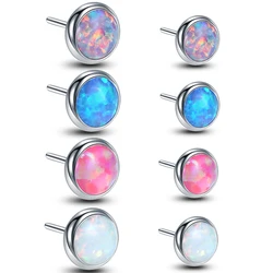 10Pcs Surgical Steel Threadless Push Pin Labret Ring Lip Piercing Opal Top Ear Cartilage Helix Tragus Stud Body Piercing Jewelry