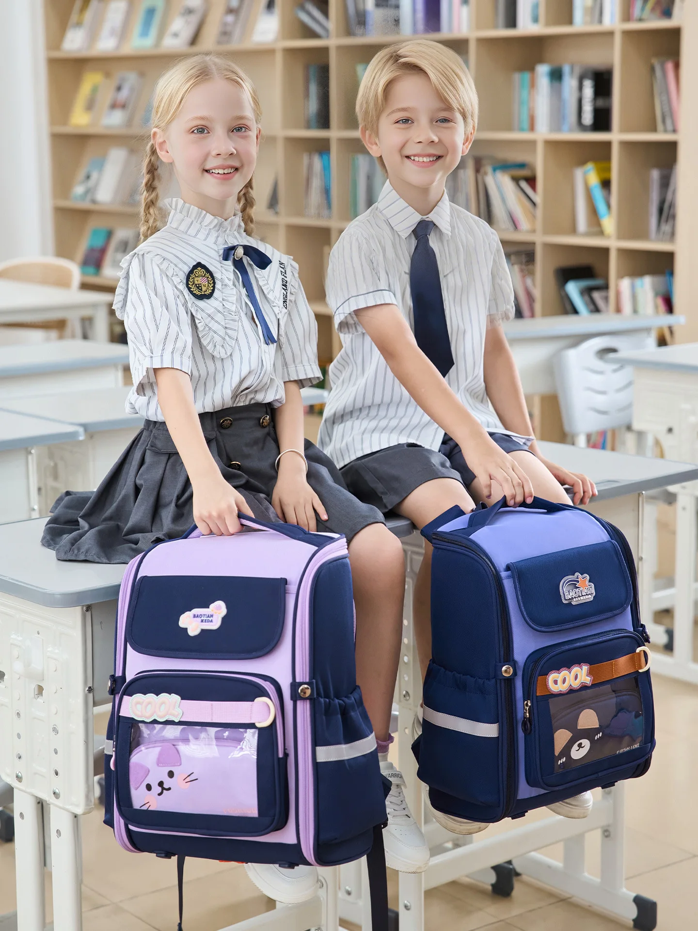 New style student backpack for children, both boys and girls, cartoon English style, space backpack Women's backpack