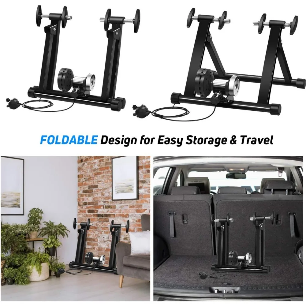 مدرب الدراجة الداخلي Goplus، حامل دراجة ثابت قابل للطي بعجلة الموازنة المغناطيسية للتدريب على ركوب الدراجات، 26 بوصة