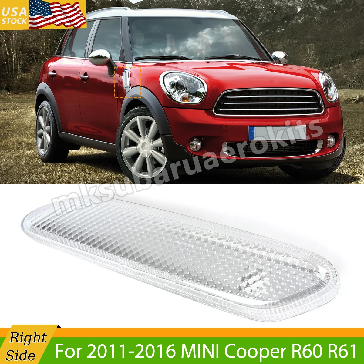 

Для BMW Mini Cooper R60 Переднее крыло R61 2011 2012 2013 2014 2015 2016 Правая сторона автомобиля Боковой габаритный указатель поворота Накладка
