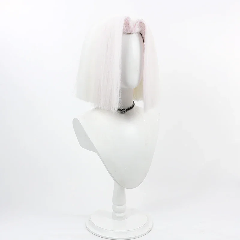 Game Hazbin Lute Cosplay Anime Hotel Lute Cosplay Pruik Kort Wit Hittebestendig Synthetisch Haar Halloween Pruiken