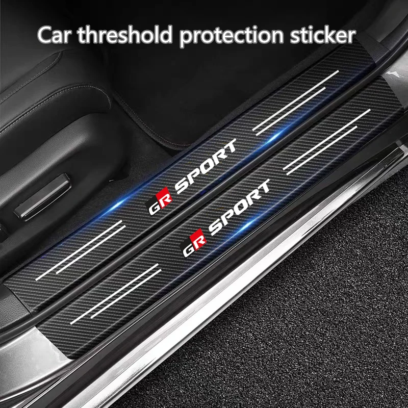 60X7CM Carbon Fiber Car Door Threshold Protective Sticker for gr sport Toyota YARiS supra Corolla Prius Harrier Camry Tacoma