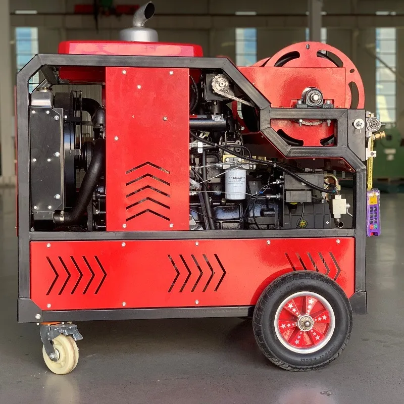 Commercial 4000 psi Engine Cold Water Jet Washer  High Pressure Washer Pump Cleaners Sewer Jet Machine With Wheels