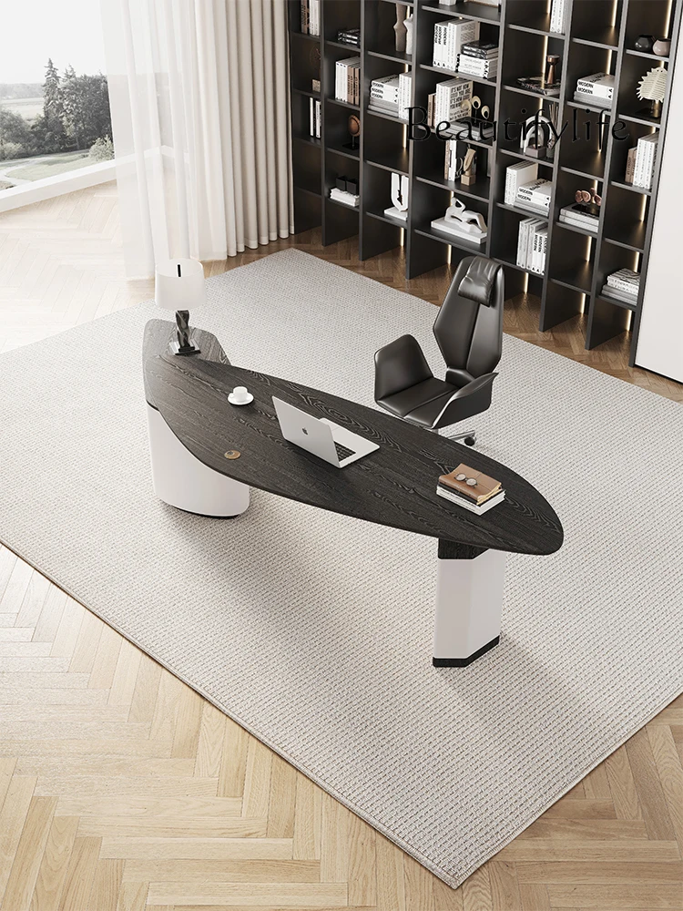 Italian minimalist home living room large long desk study computer desk reading study table