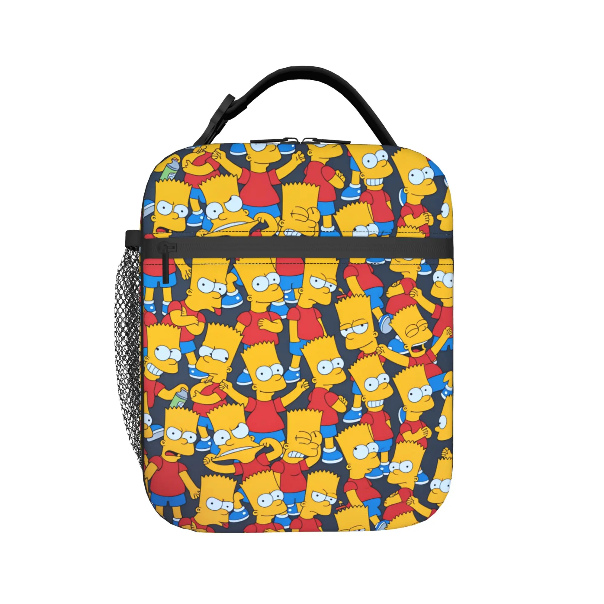 Bart S-Simpsons Repeating Design Lunch Bag  Casual Lunch Box Travel Portable Tote Food Bags For Child Oxford Print Cooler Bag