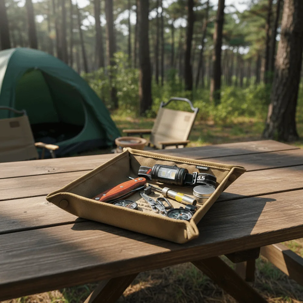 Compact Design Camping Organizer Tray Square Shape Stacked Design Camping Storage Tray Portable Folding Portable Storage Box