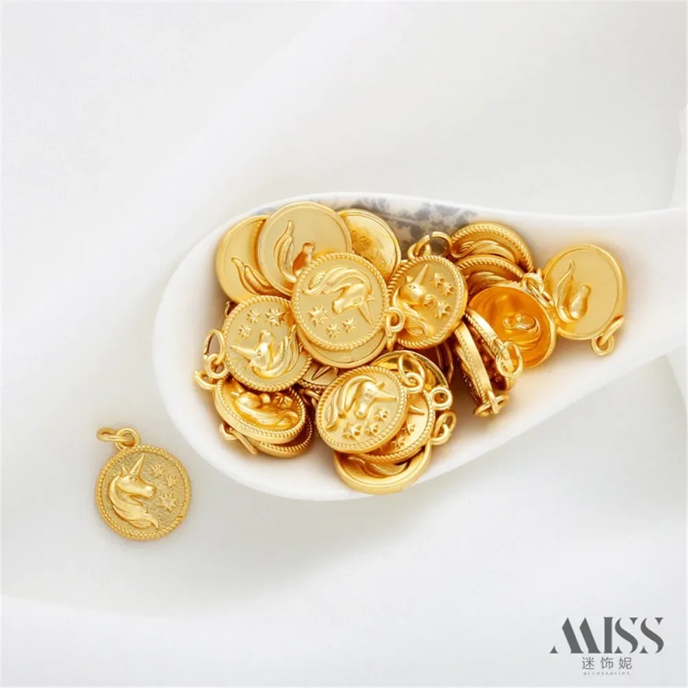 

18K Gold-plated Color-preserving Star Horse Round Tag Pendant Unicorn DIY Handmade Bracelet Necklace Jewelry Accessories