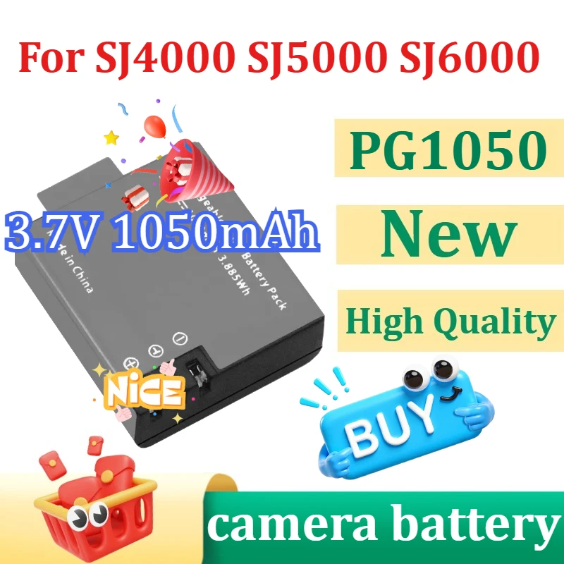 

New PG1050 Rechargable Li-ion Battery 1050mAh For SJ4000 SJ5000 SJ6000 WIFi SJCAM Sport Action Camera DV SJ Dedicated Battery