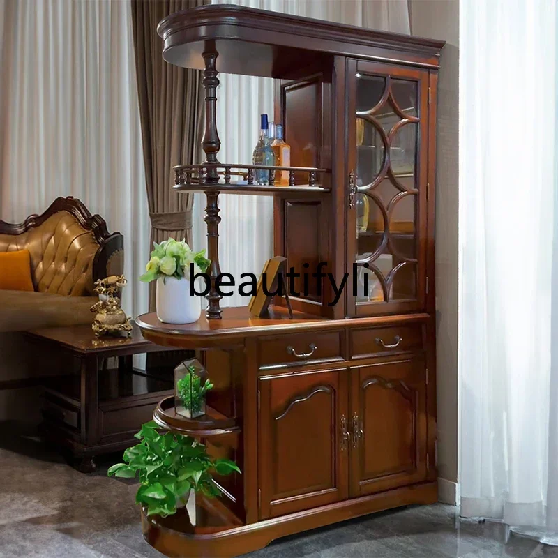 

ss American solid wood room cabinet entry partition cabinet wine cabinet living room entrance shoes integrated European double