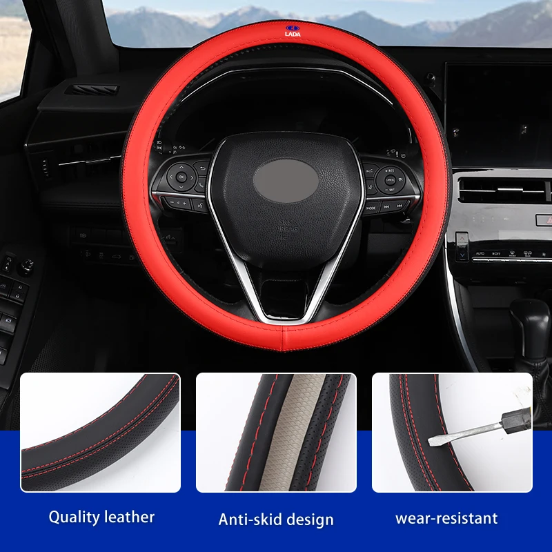 Car accessories interior Anti slip Breathable Steering Wheel Cover For Lada Priora Sedan Sport Kalina Granta Vesta Niva Largus