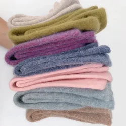 Winter Warm Thickened Wool Socks Solid Color Sleeping Socks Lolita Kawaii Cute Cashmere Thermal Long Socks Resist The Cold Sox
