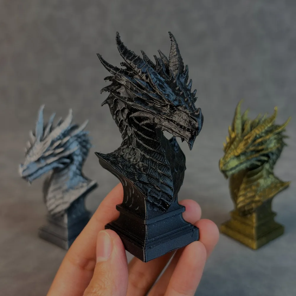 

1-Piece Dragon Head Sculpture in Black and Gray, 3D Printed Creative Dragon Head Ornament, Home Desktop Decoration, Living Room, Bar, Entryway Decoration, Crafts, Top Gift Choice