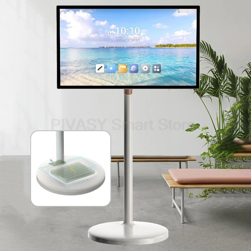 27 32 بوصة تلفزيون ذكي 10 نقاط شاشة تعمل باللمس حامل الهاتف المحمول Android12 للياقة البدنية المنزل حفلة مكتب صب لاسلكي للتدوير