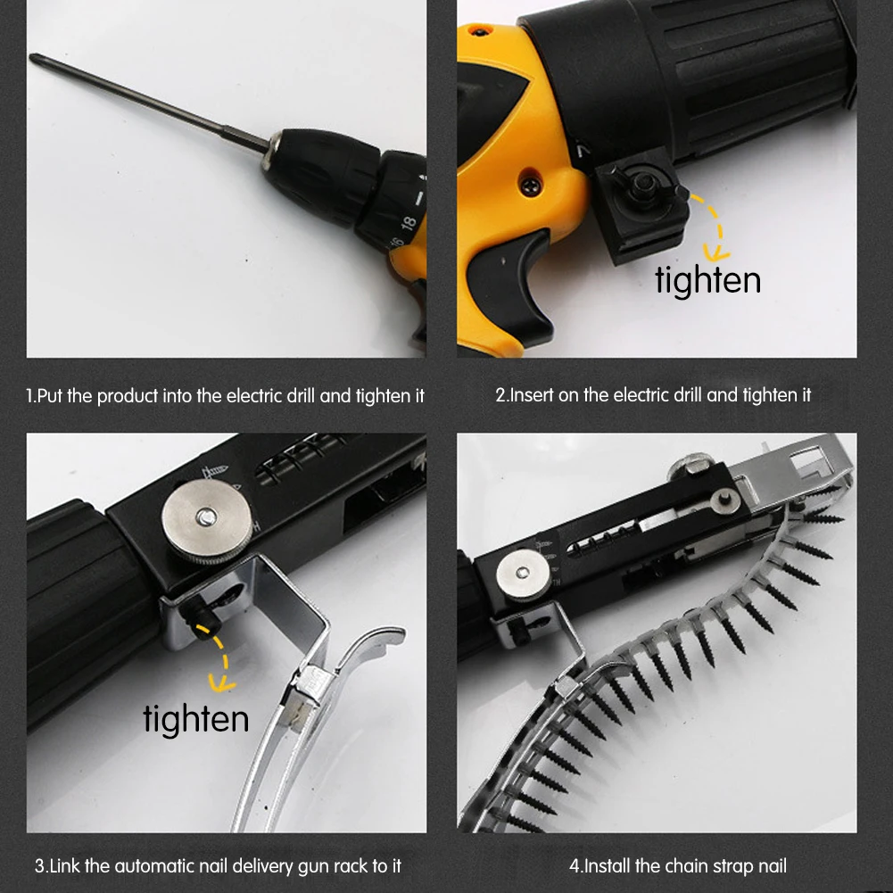 Metal Drill Chain With Screwdriver Head Electric Drill Screw Tightening Equipment Multipurpose Chain Nail Adapter For Wood Board