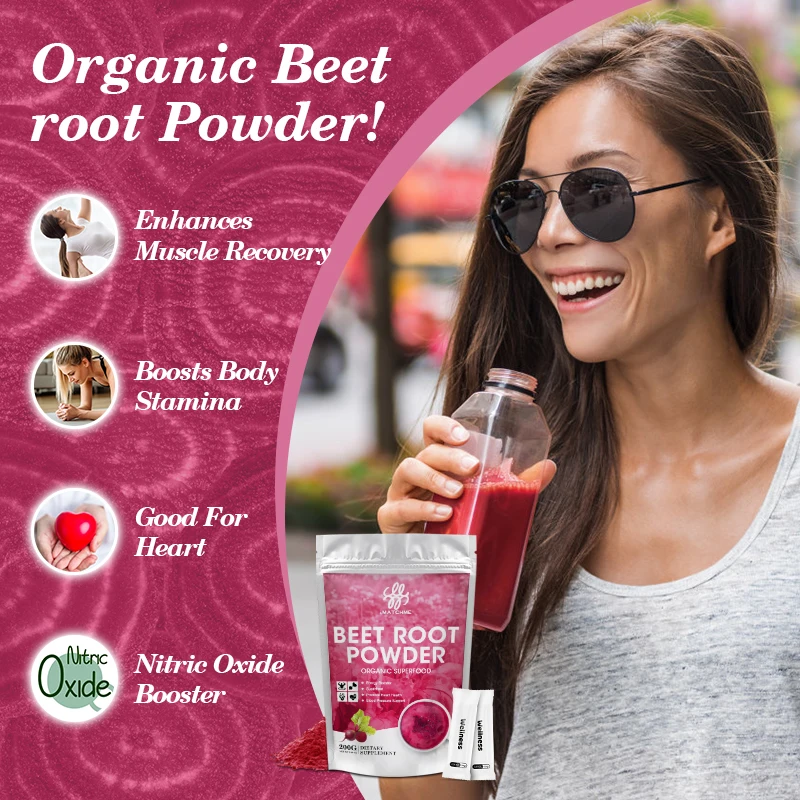 Organic Beetroot Powder & Ginkgo Biloba Supplement Heart Health Lowing Blood Pressure, Digestive and Gut Health Vegan Supplement