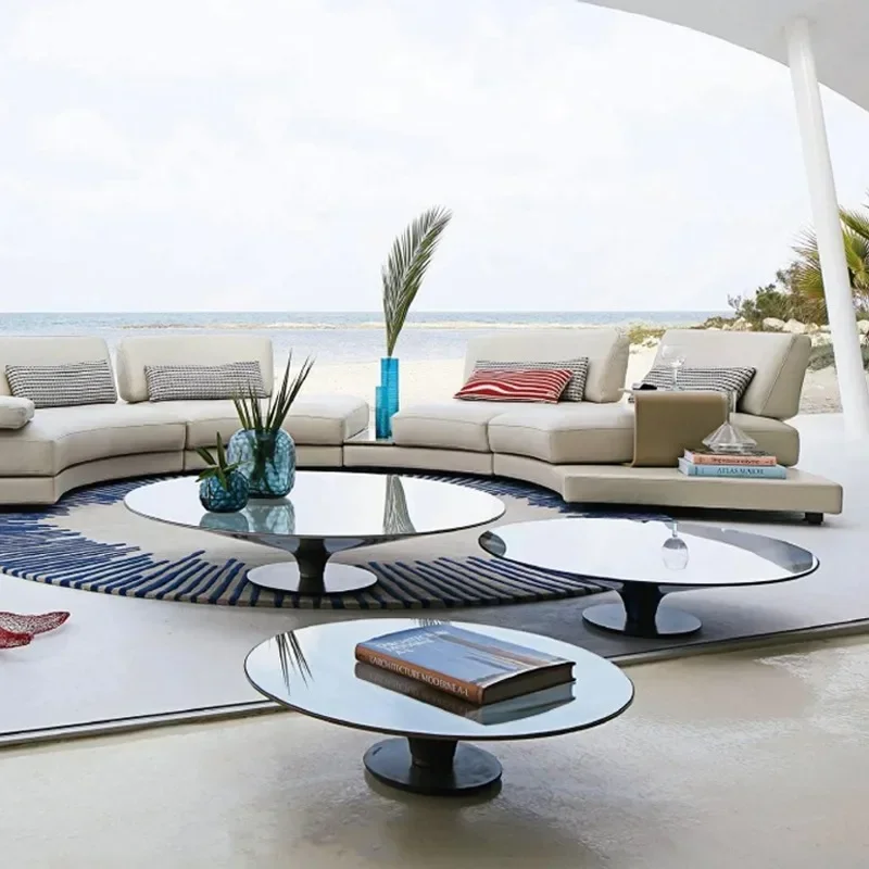 

Роскошный дизайнерский круглый журнальный столик из нержавеющей стали Nordic Light Calla Lily