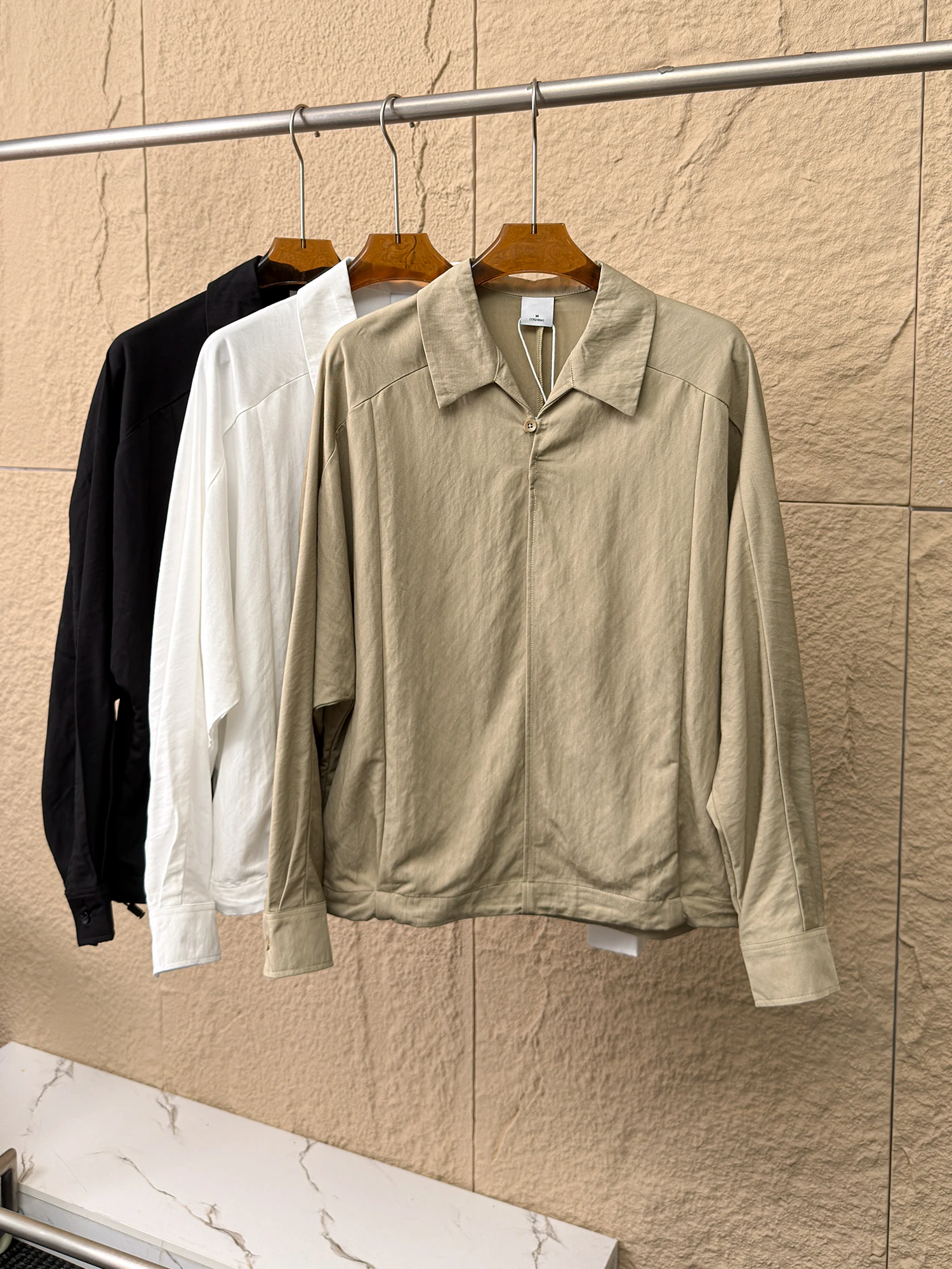 

Casual Men's Jacket Batwing Sleeve Patchwork Collar Breathable Standard Fit Long Sleeve Spring Autumn Outerwear Trendy