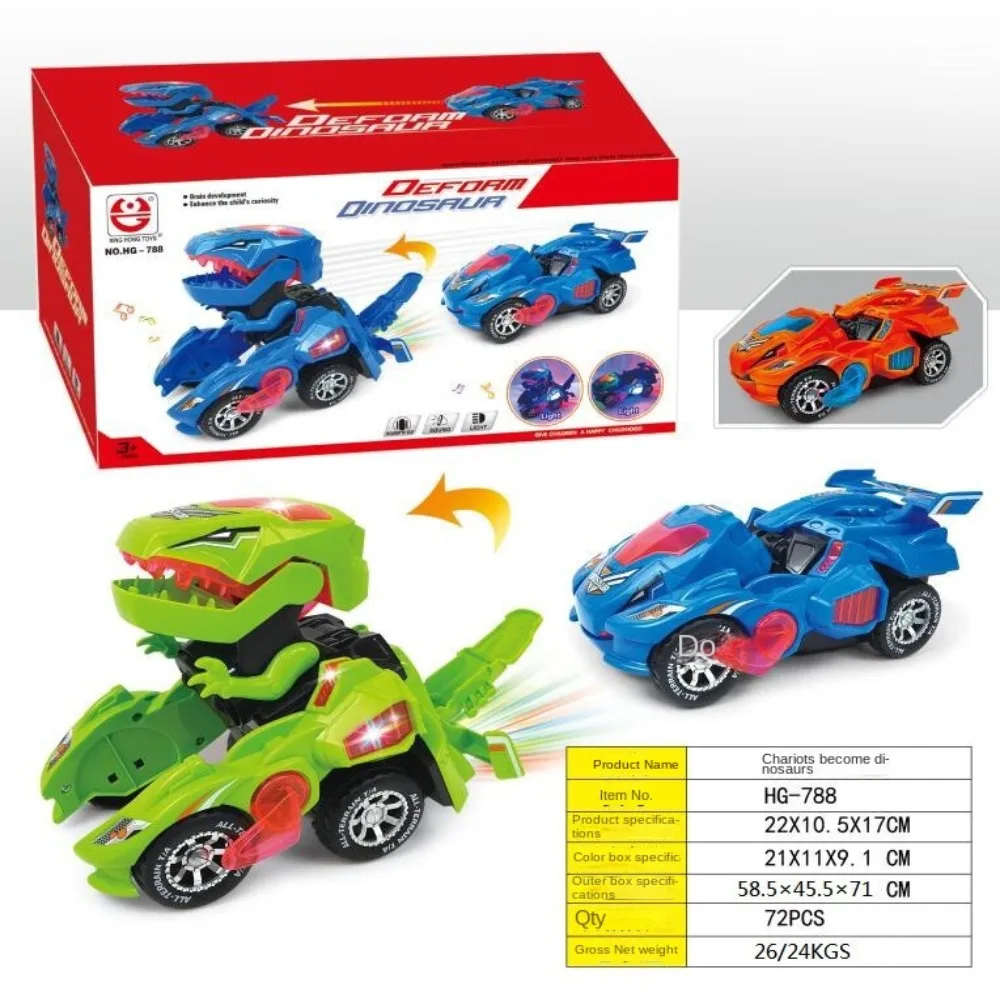 Jouet de voiture de dinosaure de transformation électrique avec lumière LED, jouets de déformation, modèle de voiture de dinosaure, dos 2 en 1