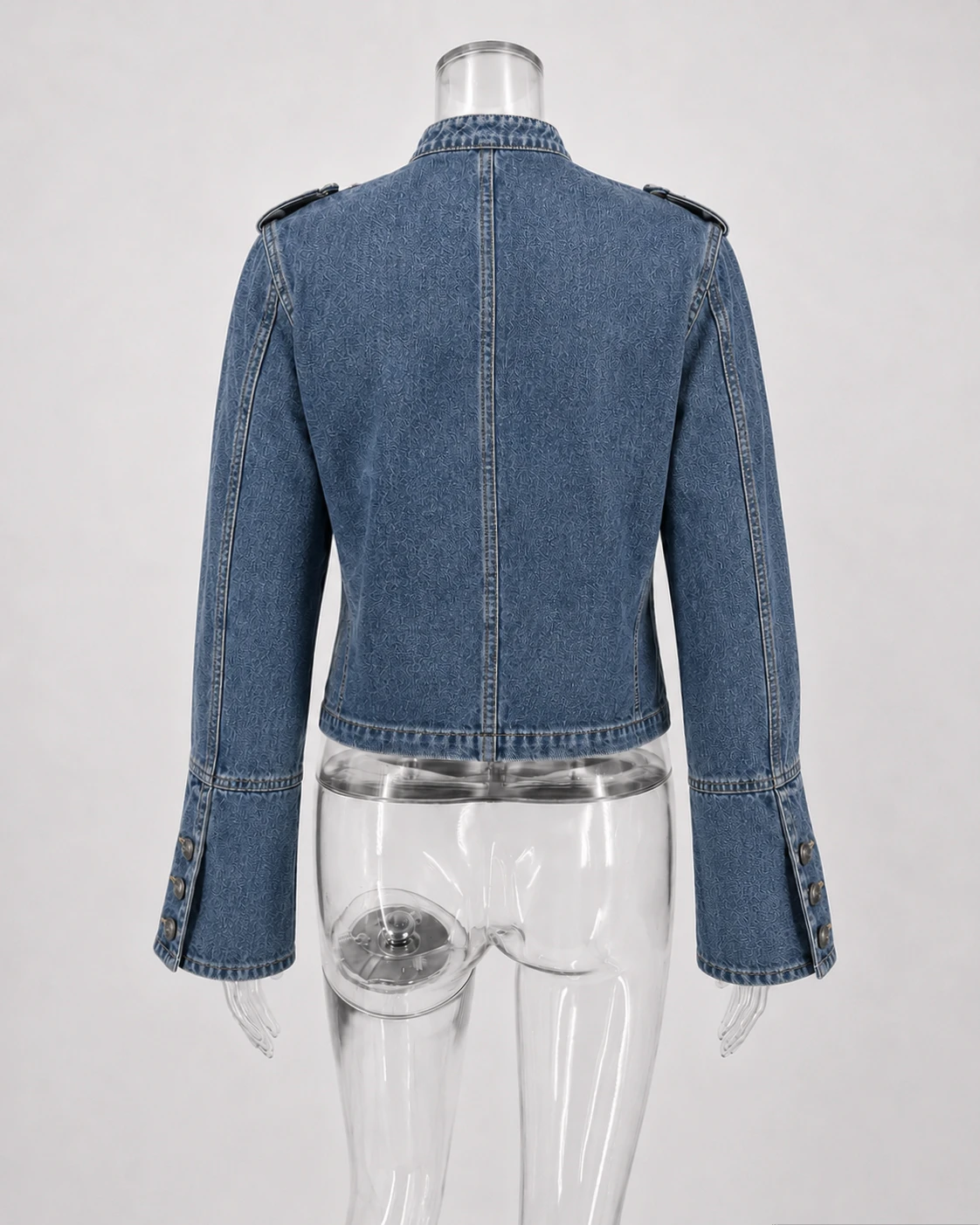 Original collage of blue jacket collar, shoulder and cuff details