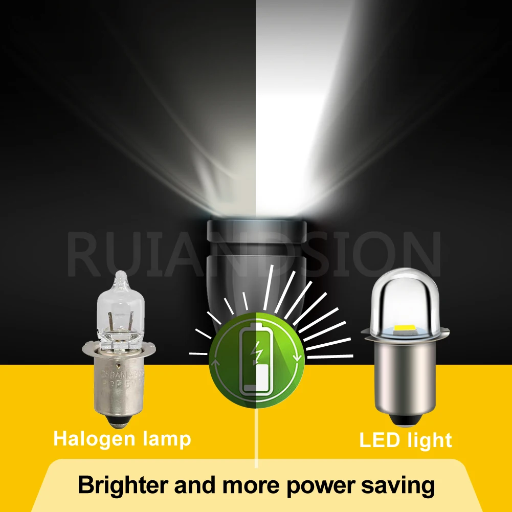 P13.5S LED Bulb 6V 12V 24V Mini LED Indicator Light for Torch Flashlight Work Light Motorcycle Instrument Lamp 3000K/6000K 2Pcs
