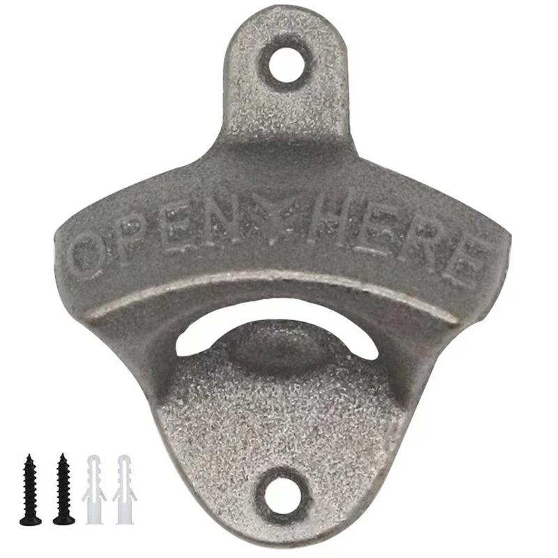 Rustic Antique Cast Iron Beer Bottle Opener Wall Mounted Open Here Hardware Hanging Wall Mount Bottle Opener for Gift