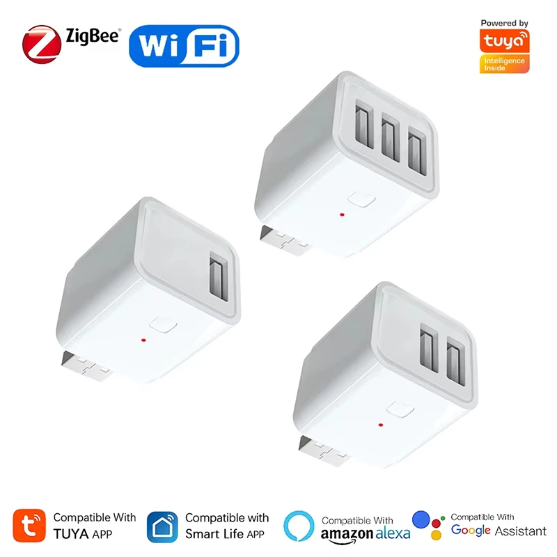 Tuya 1/2/3 Gang Smart USB Adapter WiFi Zigbee Plug APP Timing Control Switch 5V Mini DIY Controller Works With Alexa Google Home