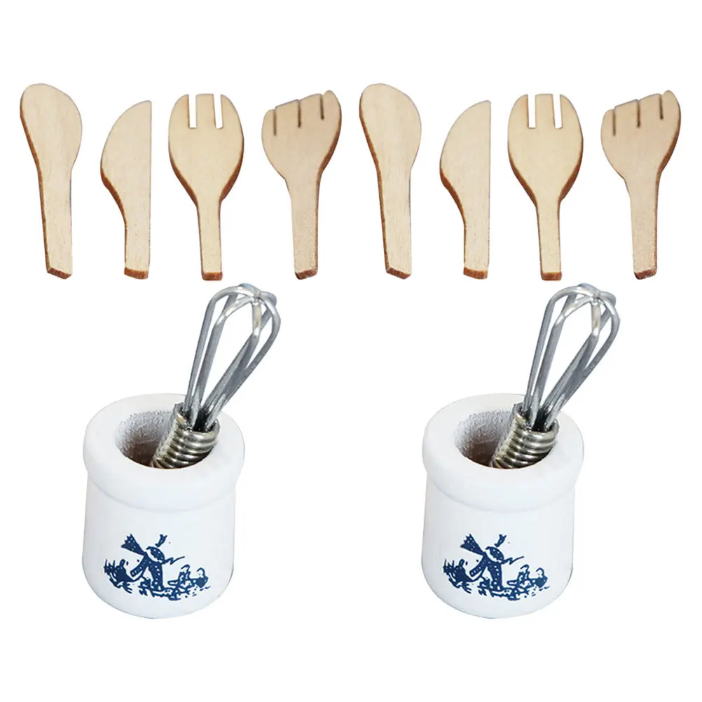

2 set Miniature Kitchen Utensils Set 2 Sets Realistic Dollhouse Cooking Tools For Kids Pretend Play Micro Scene Photography Mini