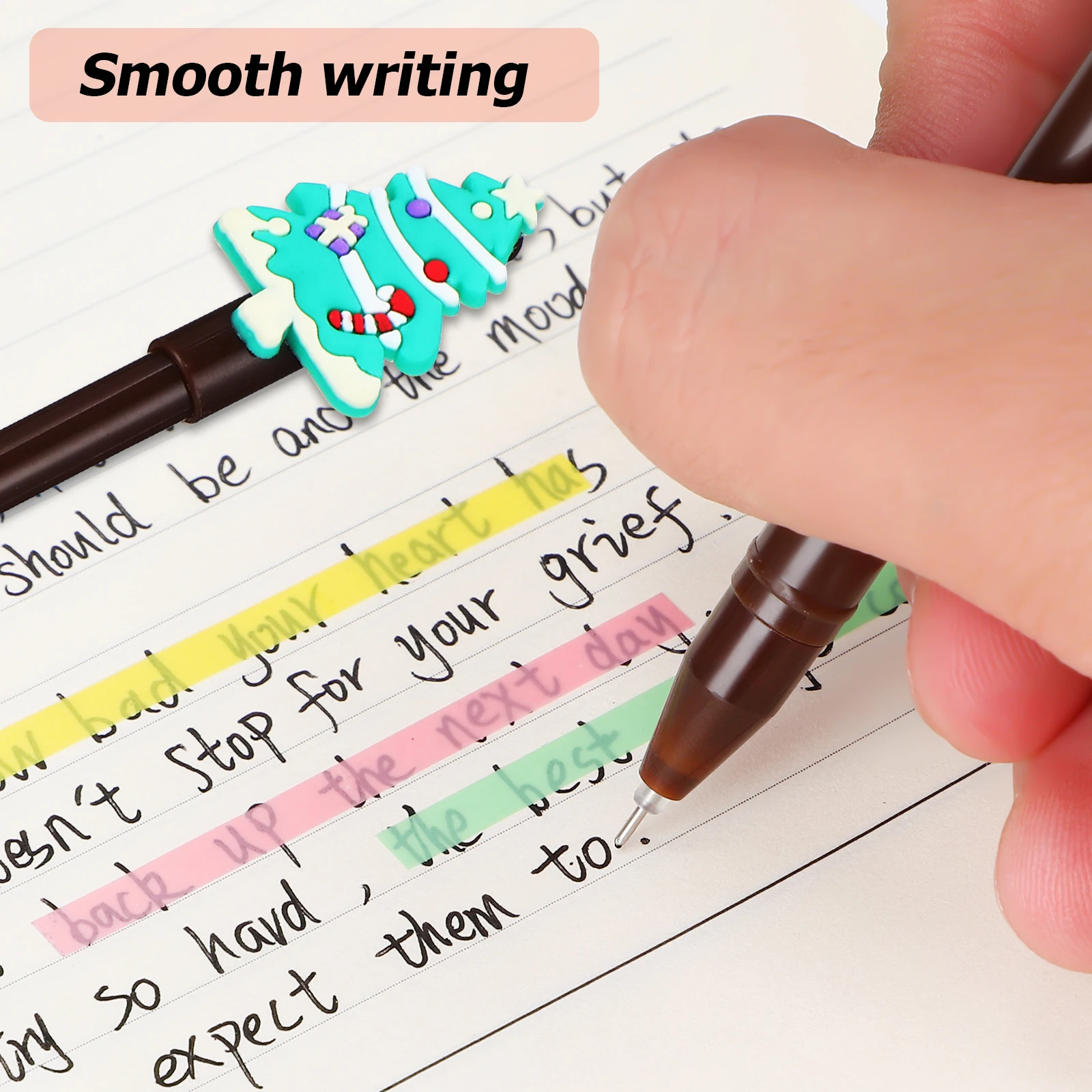 

24pcs Christmas Gel Santa Reindeer Snowman Cartoon Smooth Writing Kawaii Pens For Office Stationery Supplies Novelty