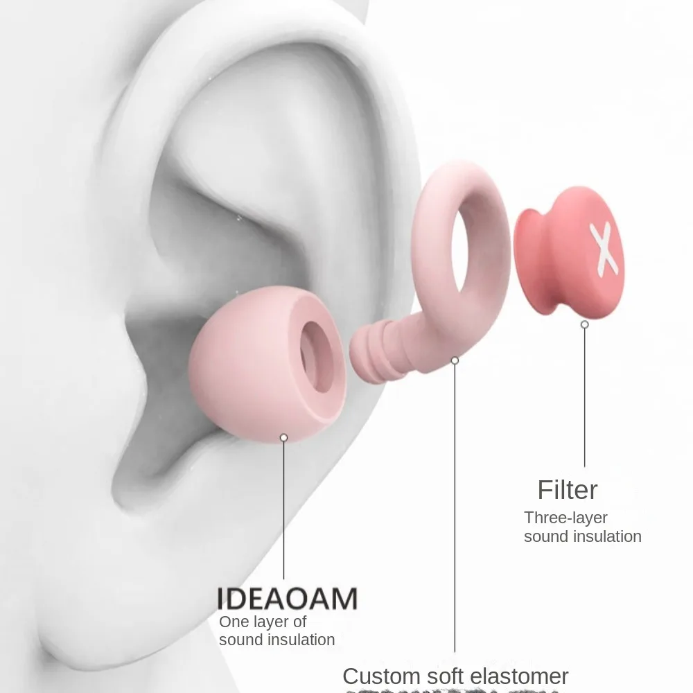 Silicone Noise Ear Plugs Cancelling Earplugs Noise Filter Sleep Swimming Waterproof Mute Earplugs 2PCS/4PCS