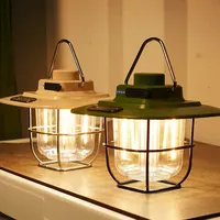 Camping Lamp Waterproof Retro LED Camping Tent Light Lantern Stepless Dimmable Hanging Emergency Light For Outdoor Hiking Decor