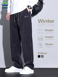 Brand Clothing Autumn Winter Corduroy Pants Men Elastic Waist Business Straight Thick Outdoors Casual Trousers Plus Size Gift