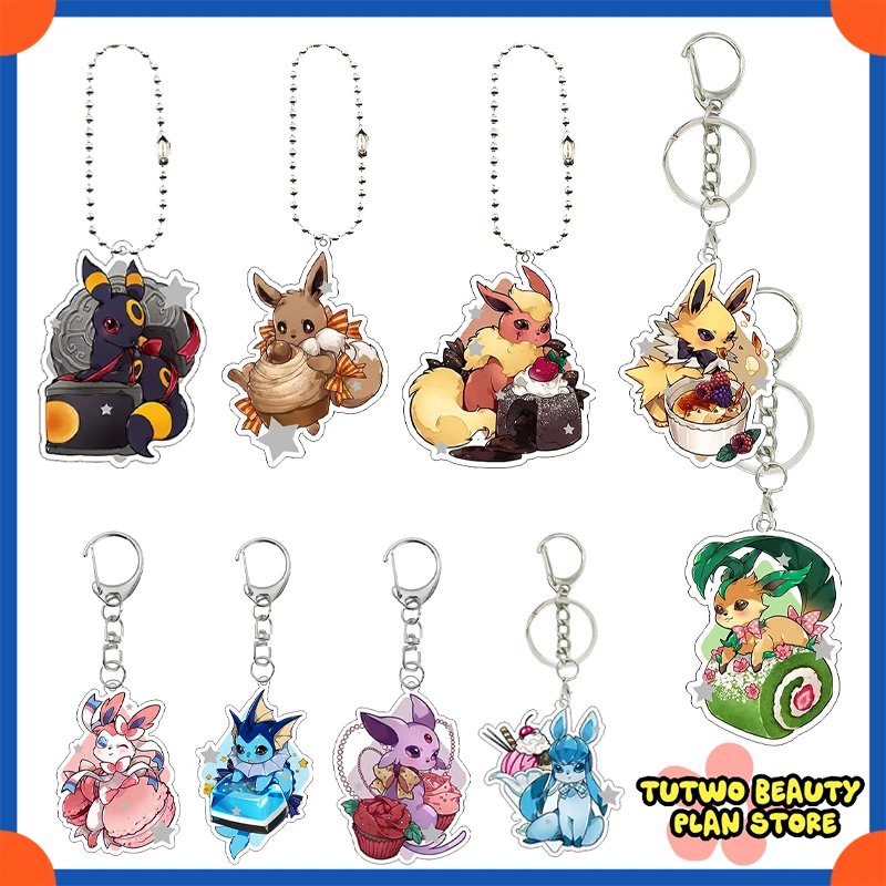 

Креативный аниме Eeveelution Eevee Umbreon Sylveon Donut Cake, мультяшный акриловый брелок, декор, кавайная фигурка, очаровательные подарки, брелок, игрушка