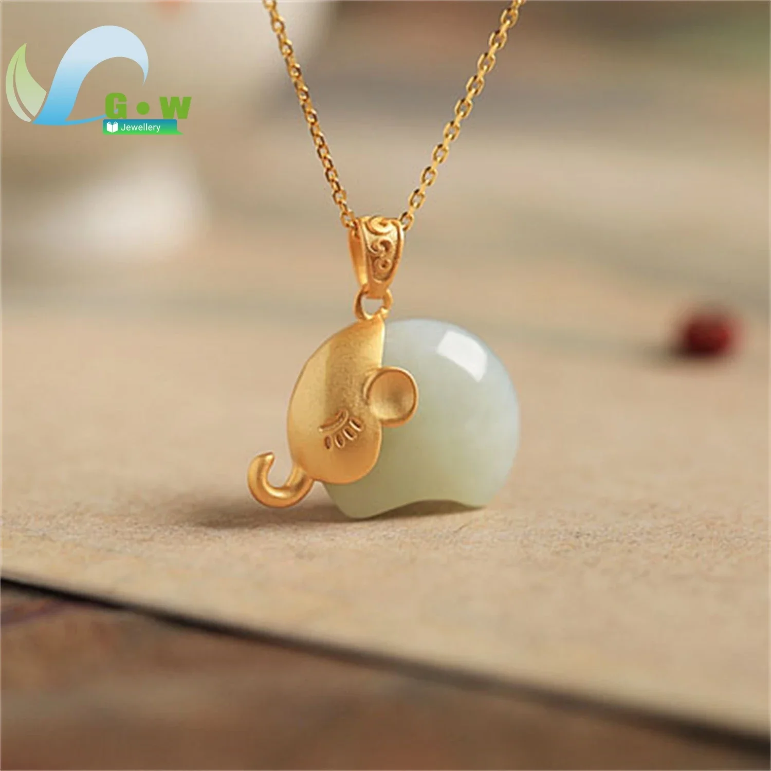 Luxury Handcrafted Hetian Grey Jade Elephant Pendant Necklace Women’s Fine Jewelry Gift for Wedding Everyday Wear Anniversary