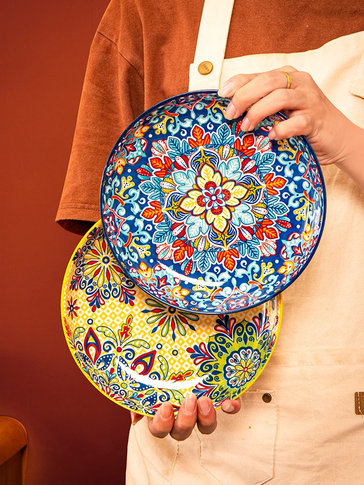 

Patterned Ceramic Plates, Creative Household Dishes, Fruit Plates, Steak Plates, Deep Plates, and Tableware