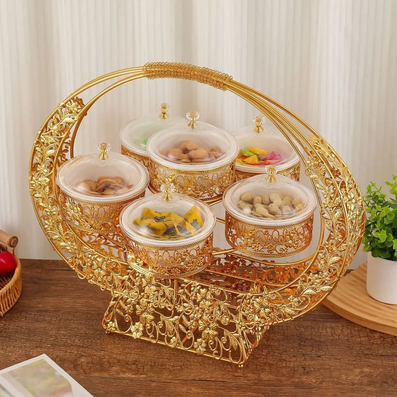 

Cover dried fruit plate European light luxury six-layer division grid Spring Festival candy box dim sum snack plate