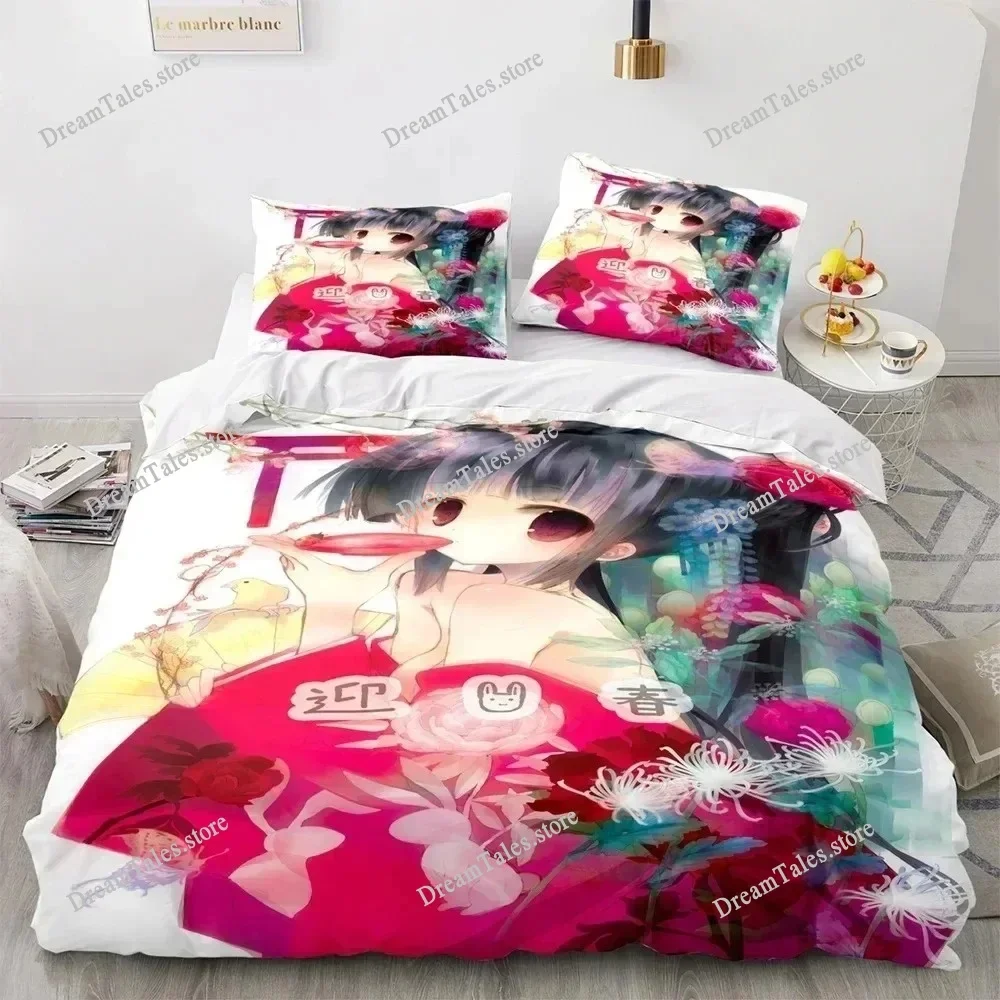 

3D Printing Kawaii Girl Anime Bedding Set Duvet Cover Bed Set Quilt Cover Pillowcase Comforter King Queen Size Adult Bedding