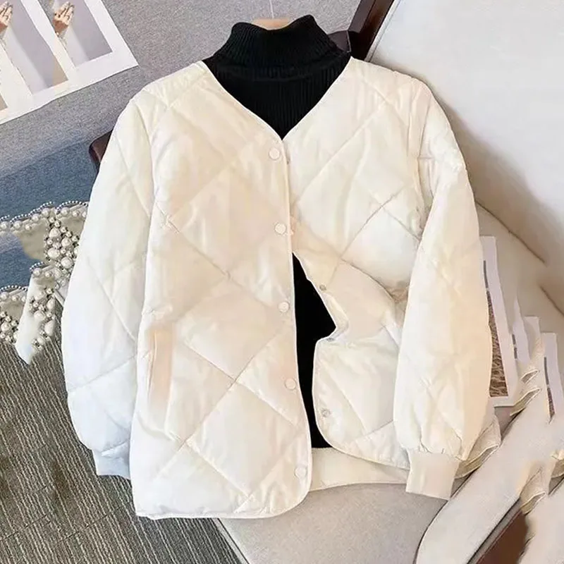 New 2024 Spring Autumn Winter jacket Women's Cotton Coat Short Ling Ge Collarless Lightweight Cotton Coat Female Outerwear