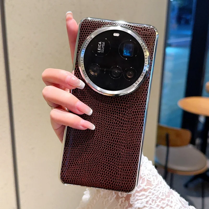 

Lizard Patterned Silver Plated Lens Ring Protruding Case For Xiaomi 15 Ultra 15 Pro Mi 14 ultra 13 Ultra Camera Protection Cover
