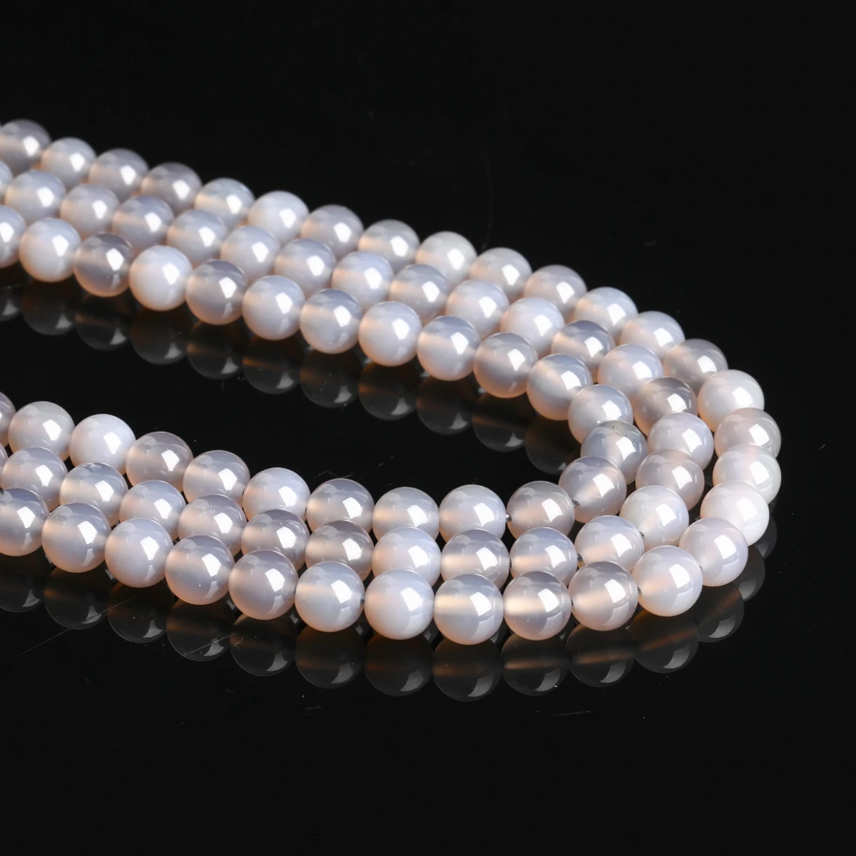 1 ستراند الحجر الطبيعي رمادي العقيق حبة مستديرة فاصل فضفاض الجزع حبة لصنع المجوهرات سوار ذاتي الصنع إكسسوارات عقد #1
