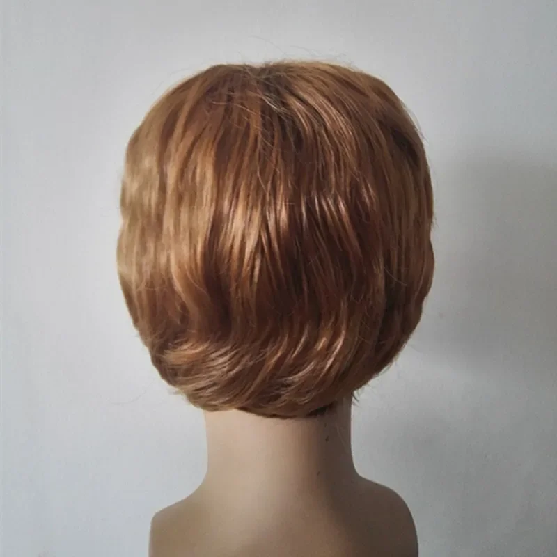 Fei-Show Man Wig Synthetic Heat Resistant Fiber Short Wavy Hair Male Hairpiece Black/Dark Brown/Light Brown /Picture Color