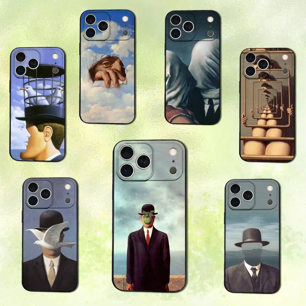 

Painting R-Rene M-Magritte Phone Case For iPhone 14,13,17,12,11,16,15,Plus,Pro Max,XS,X,XR,SE,Mini,Soft Silicone Black Cover
