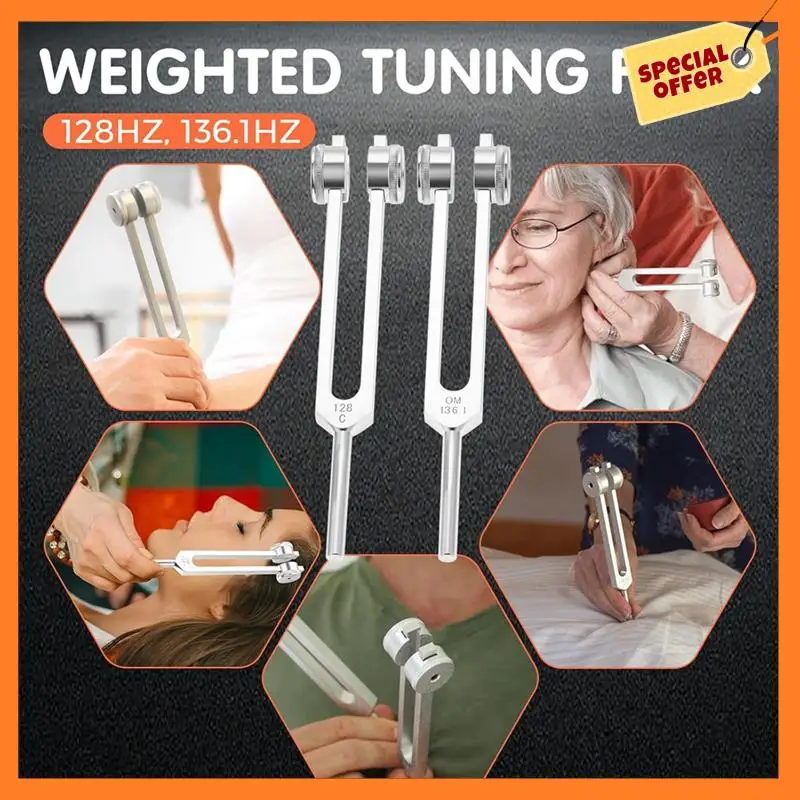 

AD08-4Pcs Tuning Fork Set For Healing Meditation Yoga: 128Hz, OM136.1Hz, 256Hz, 384Hz With Handbag And Wooden Sound Box