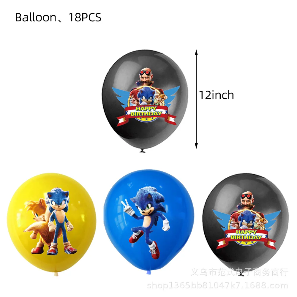 Sonics Hedgehoging Birthday Party Decoration Backgrounds Balloon Set Disposable Tableware Cup Knife Fork Baby Shower Supplies