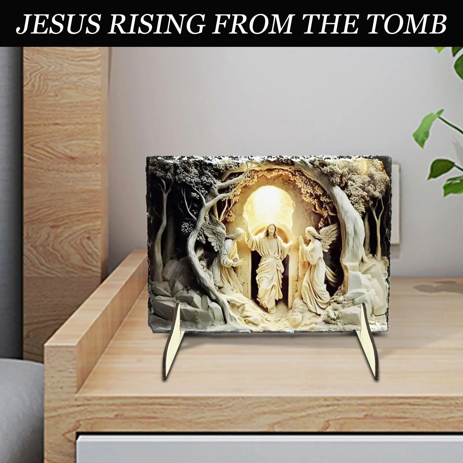 

Jesus Resurrection Decor 2D Jesus Rising From The Tomb Sign Decorative Table Display Sign Holiday Decorations Desk Ornament For
