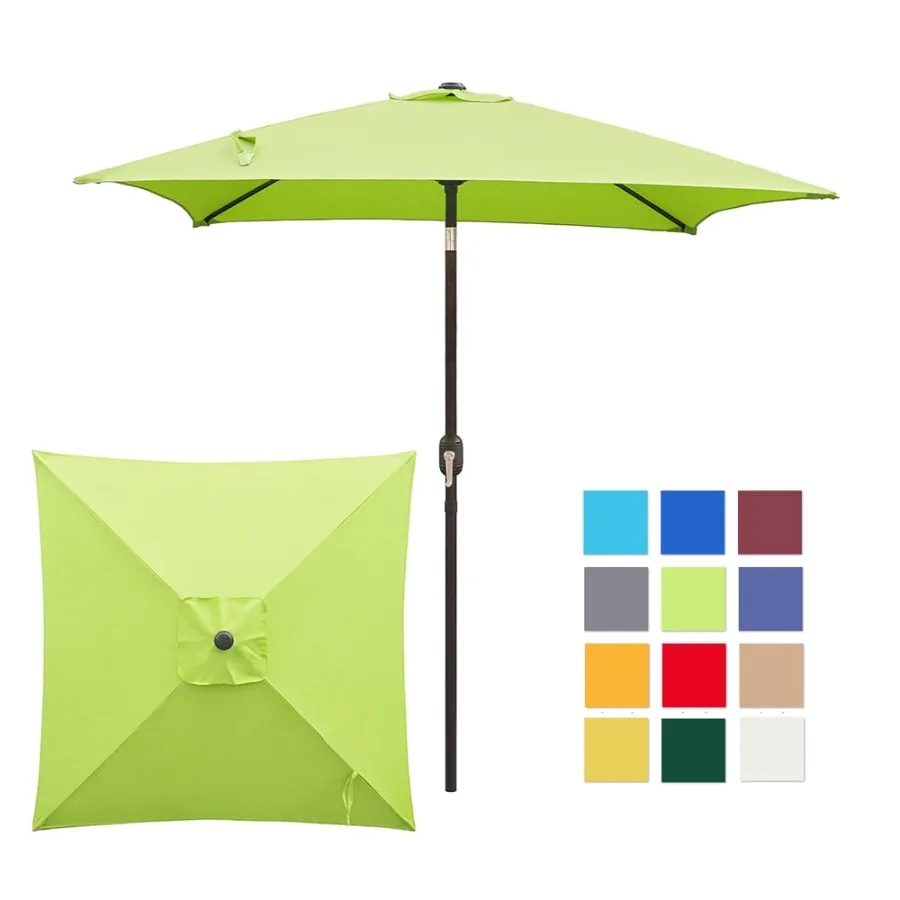

6.5 ft Square Outdoor Patio Market Umbrella with Push Button Tilt and Crank Handle Green
