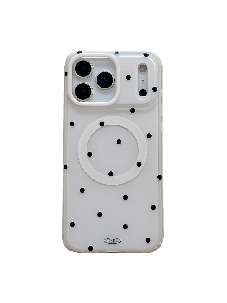 Modne etui na telefon z motywem w kropki, obsługujące bezprzewodowe ładowanie, kompatybilne z iPhone 18, 17, 16, 15, 14 Pro Max, z funkcją Magsafe, 2 w 1, tylna obudowa. — zdjęcie produktu 7
